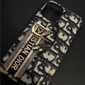 Dior Black and Cream Logo Phone Case